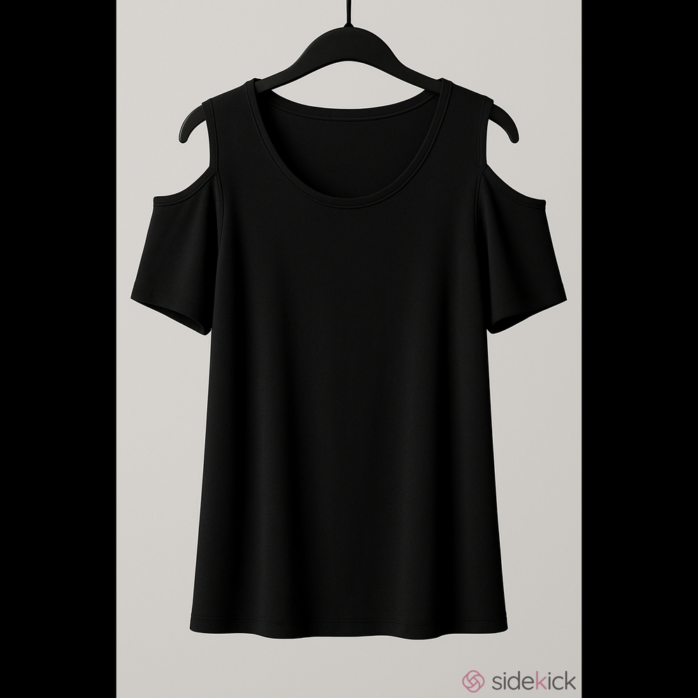 Chico's Black Cold-Shoulder Stretch Knit Tunic